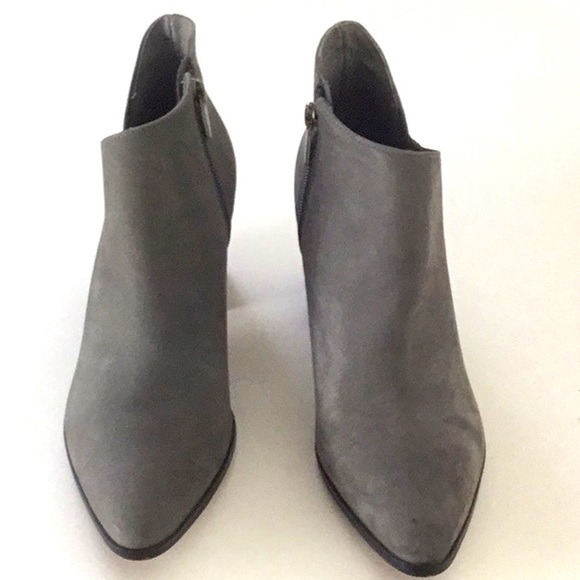 Vince Camuto Shoes - Vince Camuto VC Katrina Gray Suede  Ankle Boots Pointed Toe 3” Block Heel Zipper
